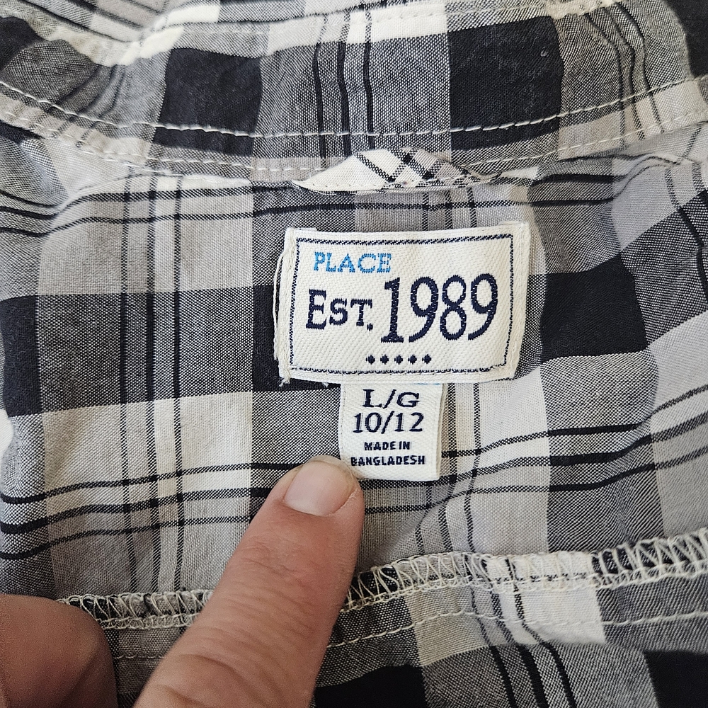 Place Men's Classic Black and White Checkered Shirt